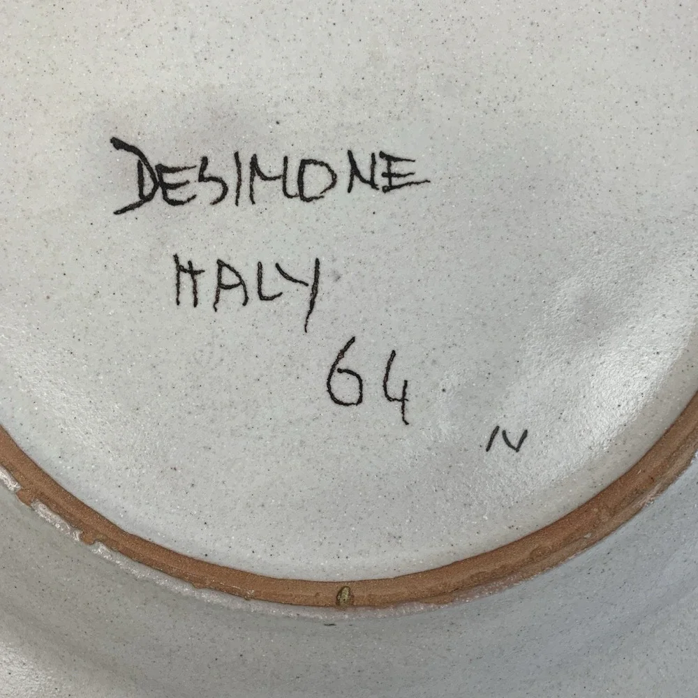 Vtg DeSimone Ceramic Pottery Plates Hand Painted Signed Italy De Simone MCM 60s